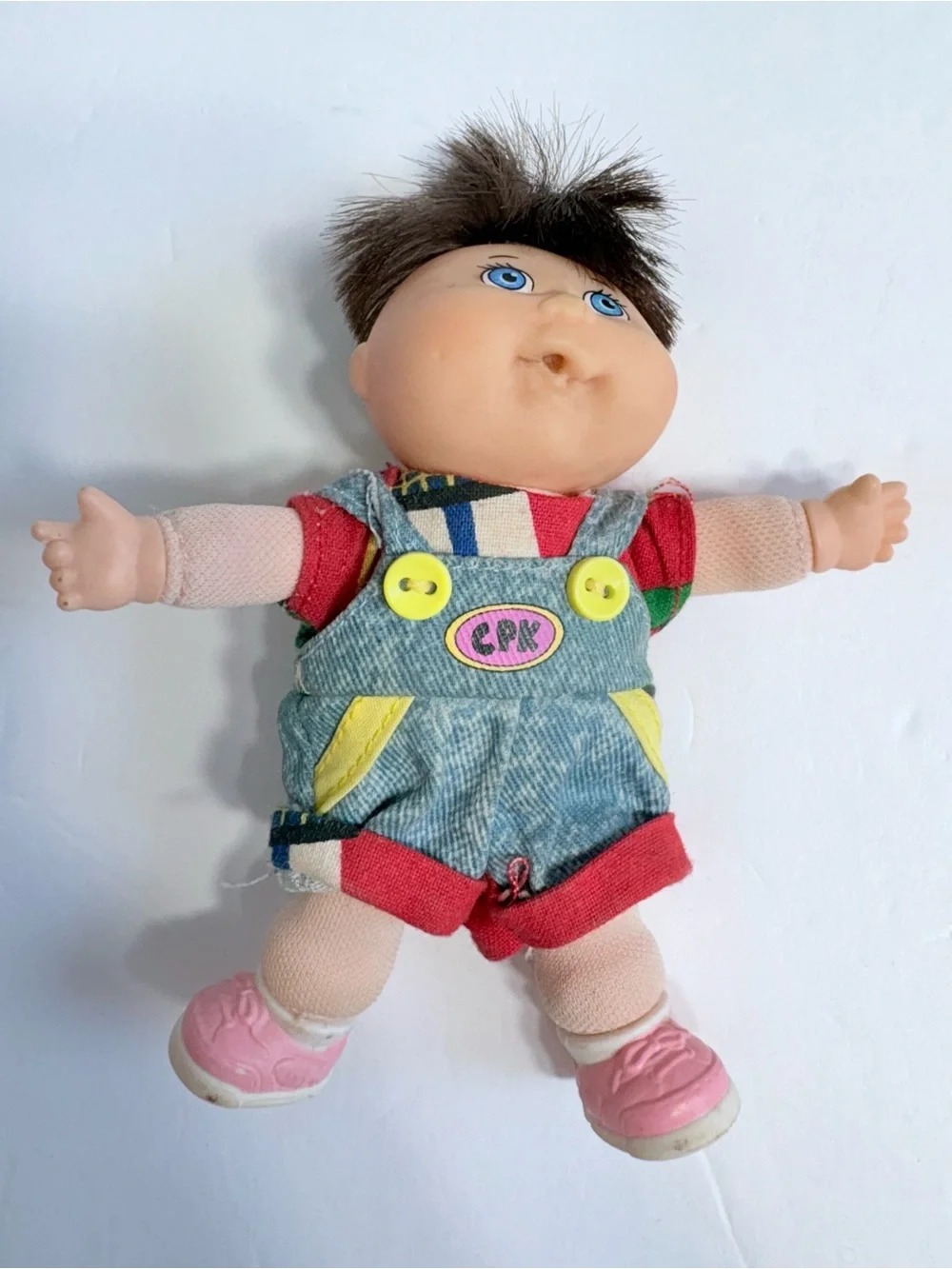 Vintage 1995 Mattel CPK Twin Dolls in Orange, Green & Denim-Style Outfits